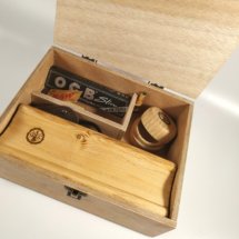 Wooden stash box rolling tray and smoking accessories